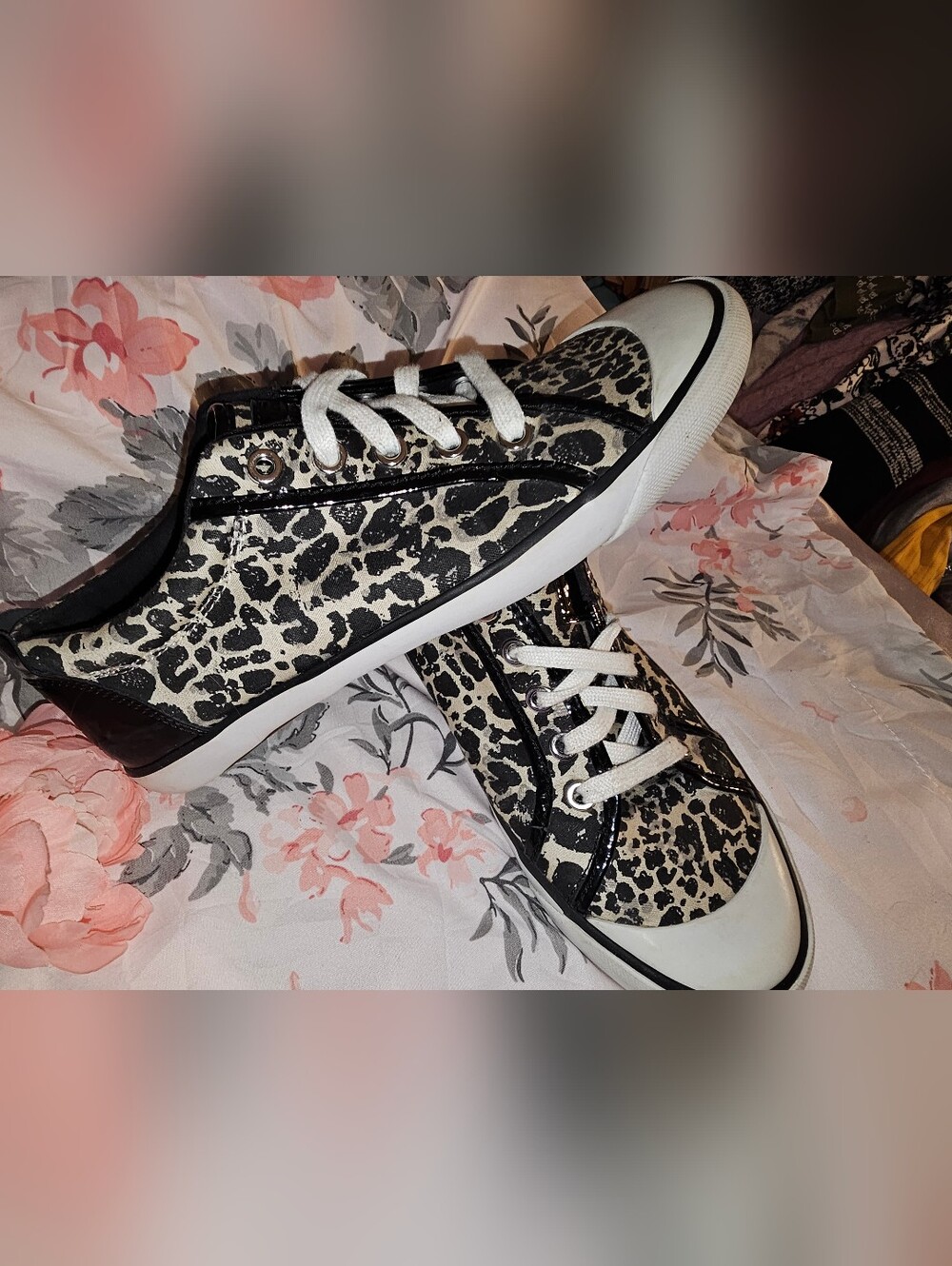 Coach Leopard-Print Low-Top Sneakers in Black & Cream